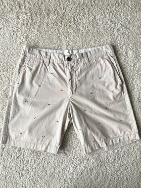 H&M | Light Tan Shorts with Multicolor Nautical Flags
